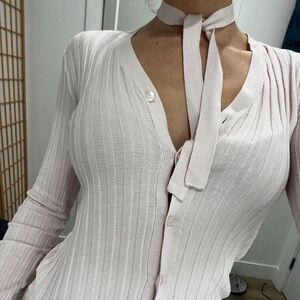 Elegant Women's Ribbed Top in Cream